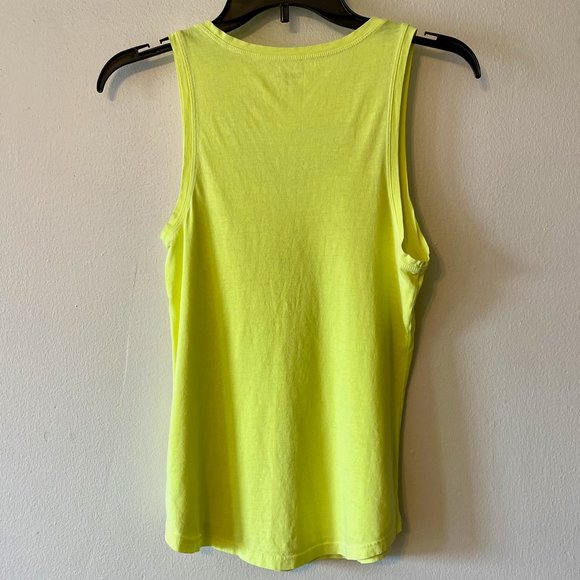 🔥 Express | Neon Yellow Scoop Neck Jersey Knit Pocket Tank Top Sz XS - Picture 4 of 6